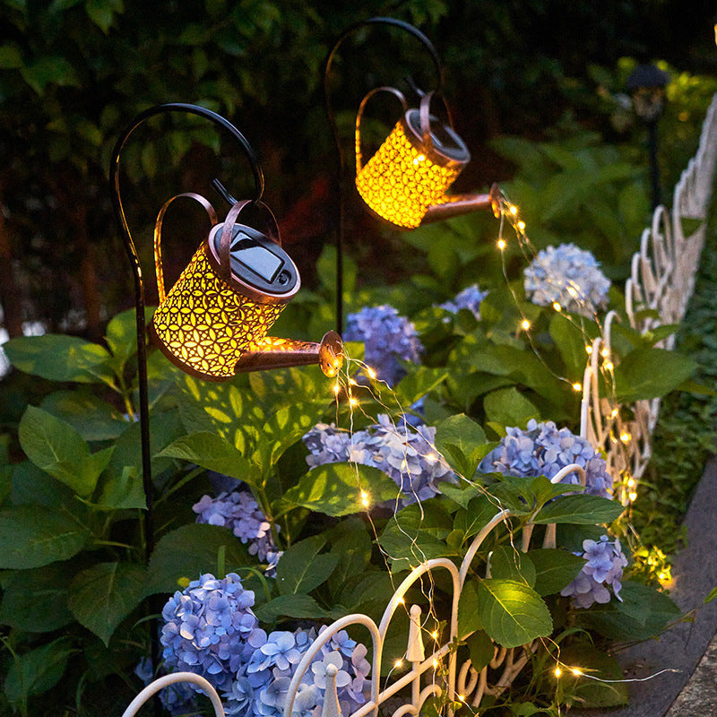 Solar Watering Can Light Hanging Waterfall Lamp Waterproof Outdoor Garden Decor Yard Porch Lawn Backyard Landscape Sun Led Lamp