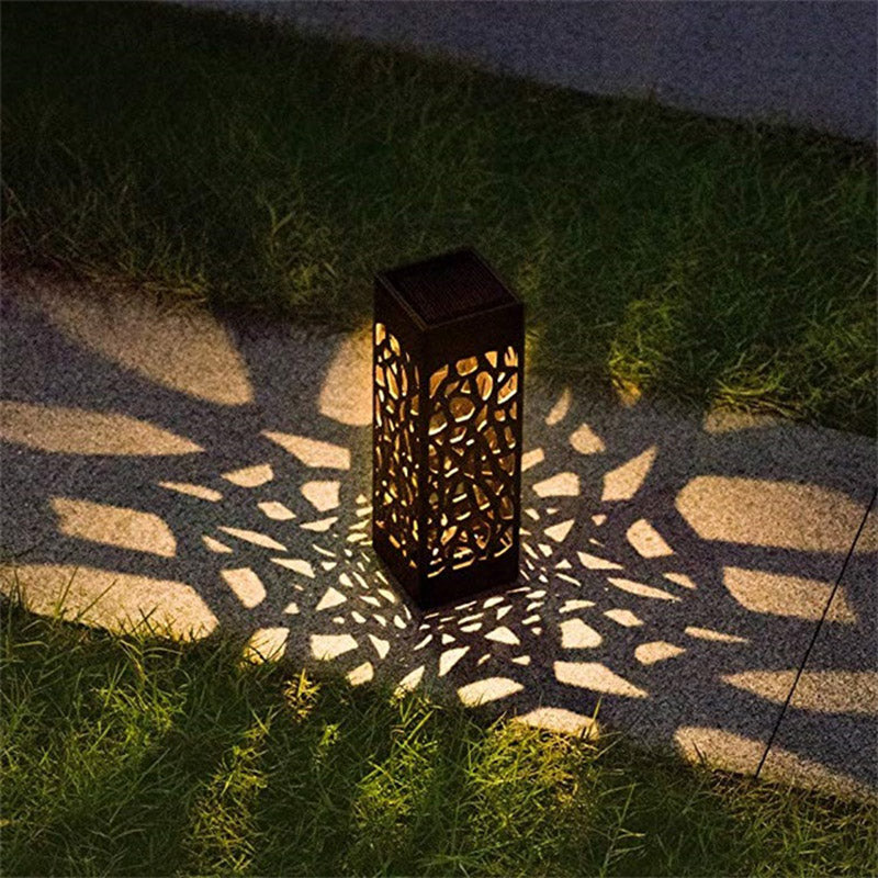 Outdoor Garden Decorative Hollow Lawn Landscape Lighting Stake Lamp Waterproof Led Solar Powered Walkway Pathway Lights
