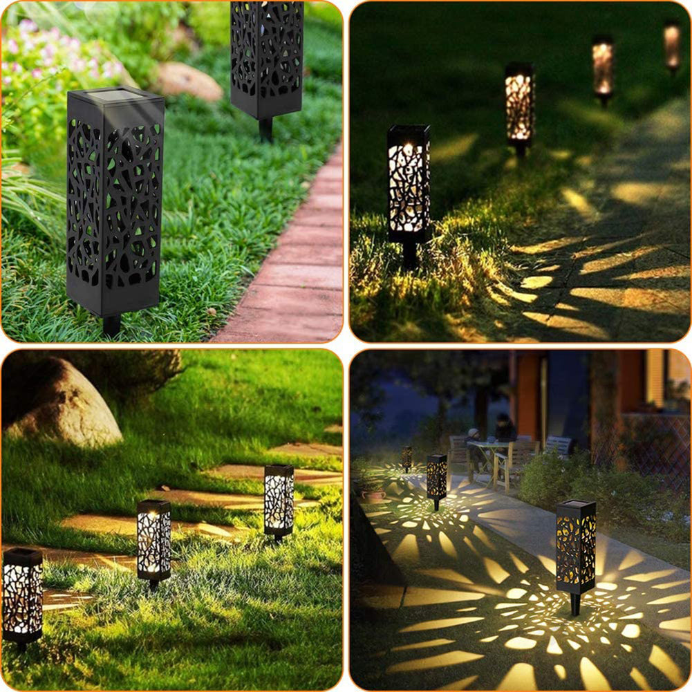 Outdoor Garden Decorative Hollow Lawn Landscape Lighting Stake Lamp Waterproof Led Solar Powered Walkway Pathway Lights