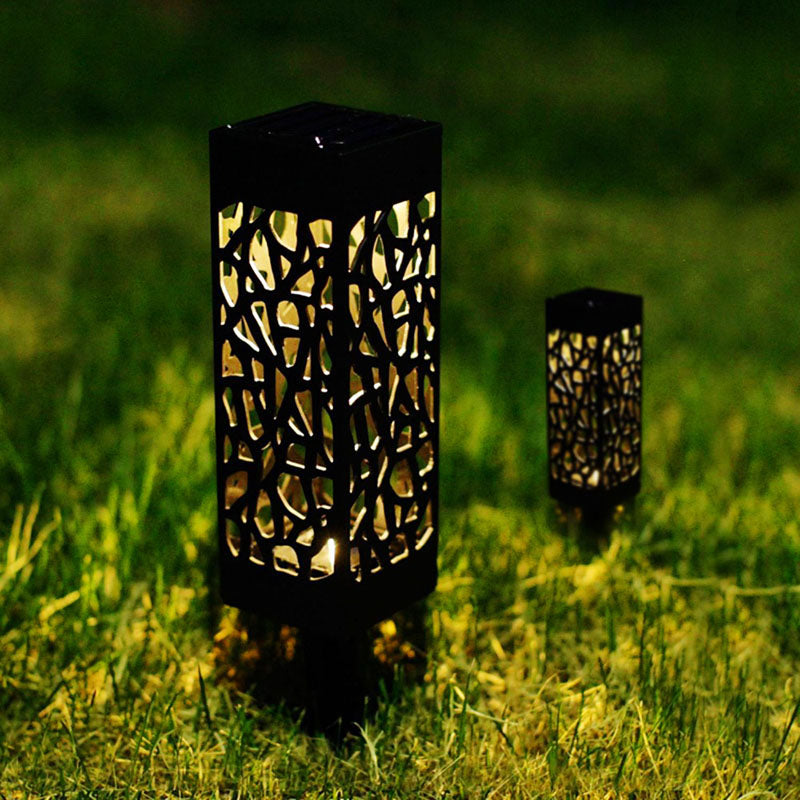 Outdoor Garden Decorative Hollow Lawn Landscape Lighting Stake Lamp Waterproof Led Solar Powered Walkway Pathway Lights