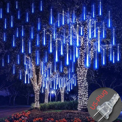 Solar Meteor Shower Rain String Lights Waterproof Garden Light 8 Tubes