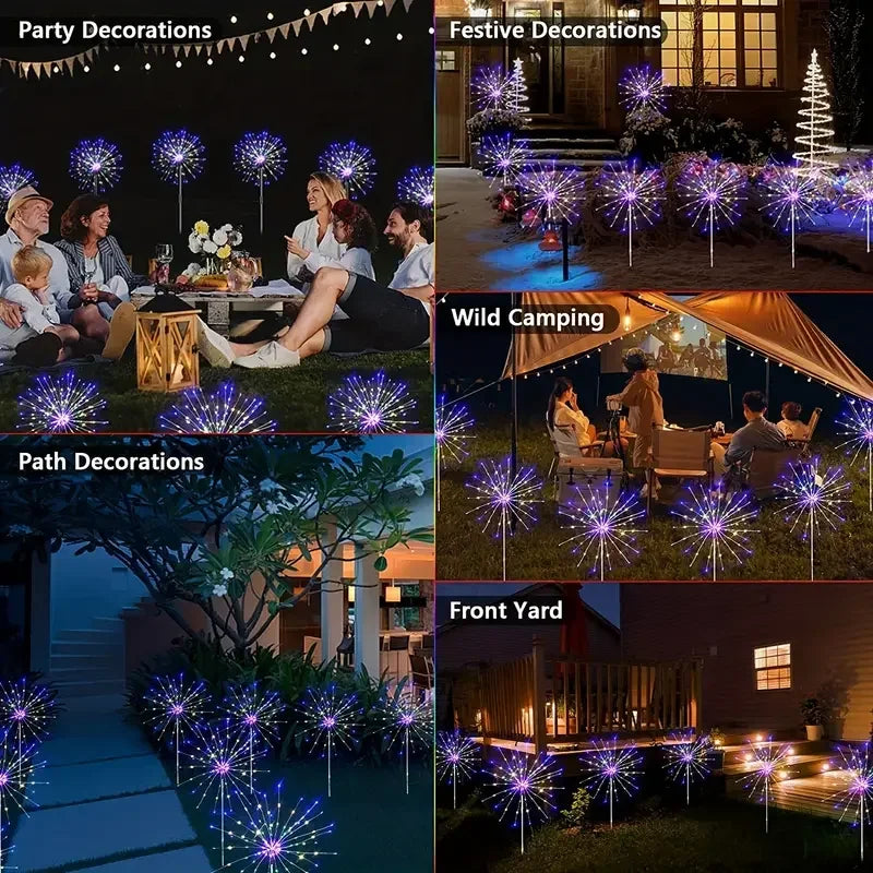 NEW Garedn Solar Fireworks Lights Outdoor Waterproof Solar Garden