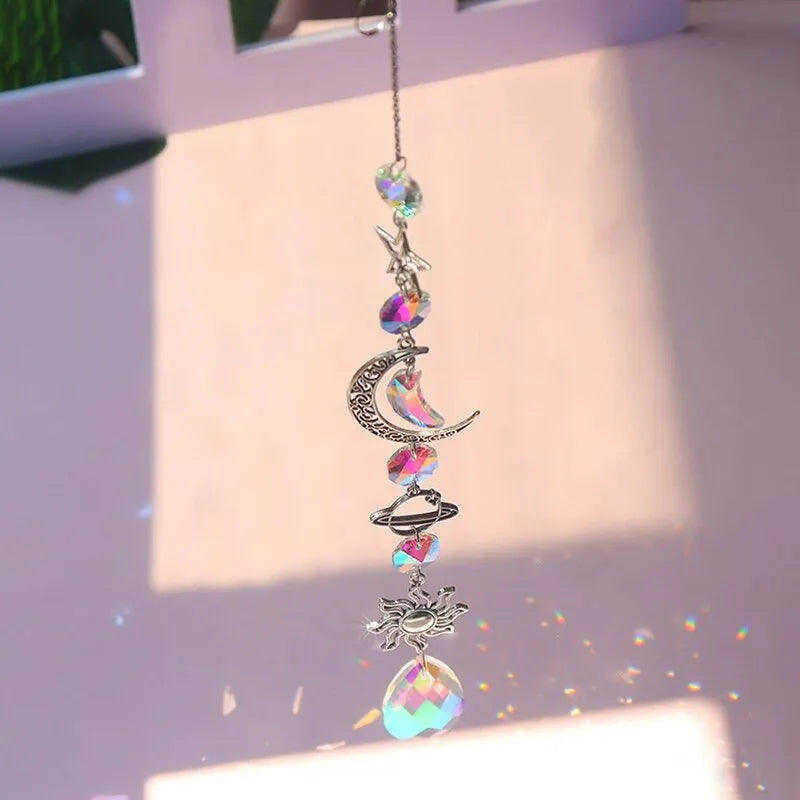 1 Pc Galaxy Star Moon Crystal Wind Chime Pendant for Home Decor