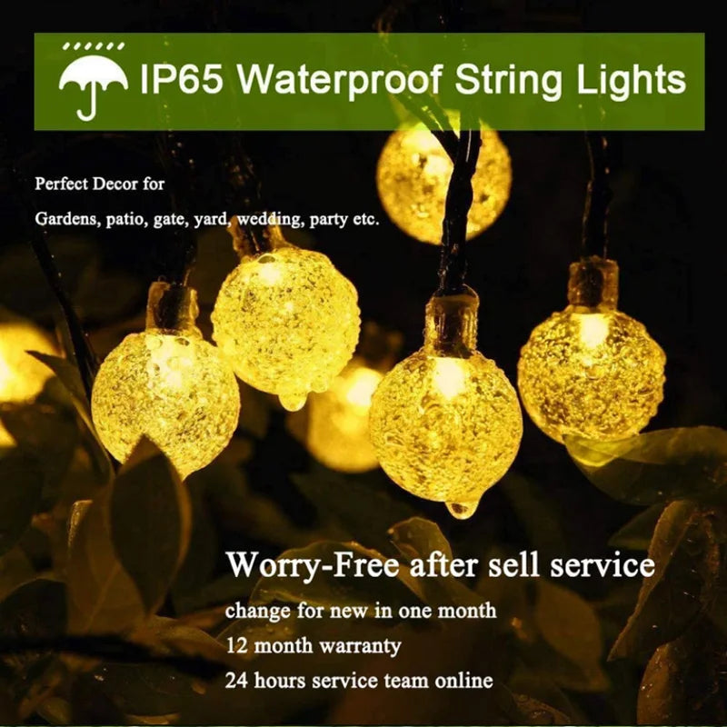 LED String Light Solar Fairy Lights 5m 20LED Warm Light Waterproof