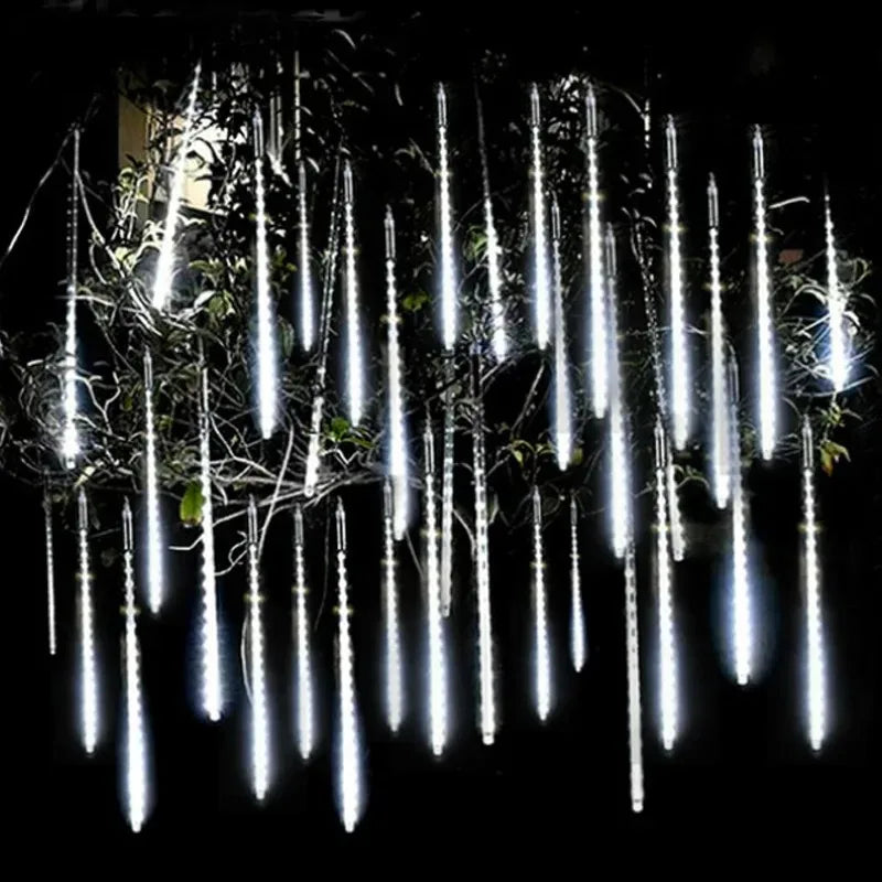 Solar Meteor Shower Rain String Lights Waterproof Garden Light 8 Tubes