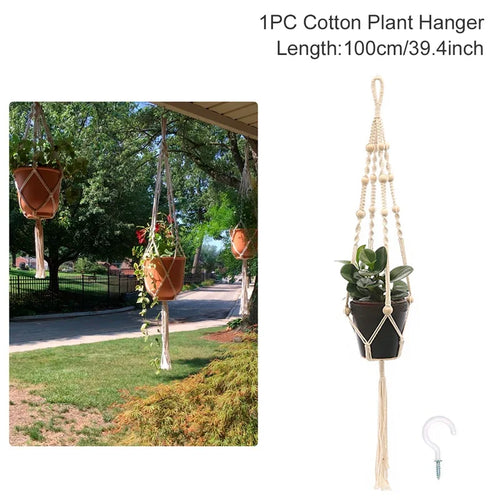 Artificial Plants Hanging Basket With Hook Macrame Plant Holder For