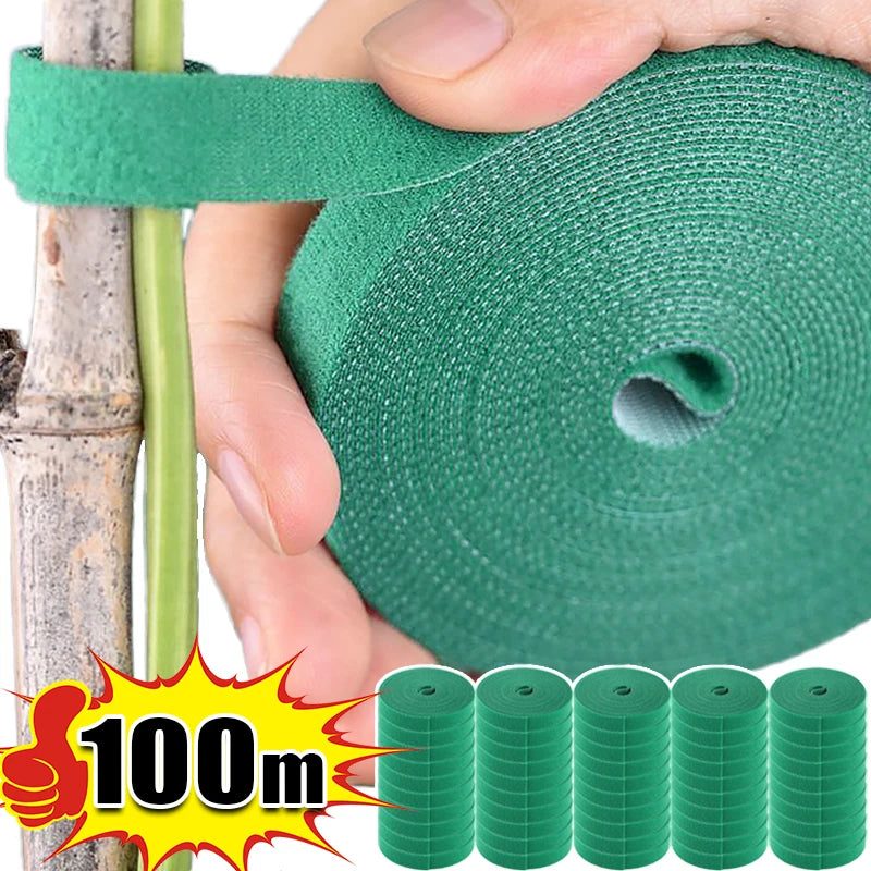 Self Adhesive Plant Nylon Cable Tie Green Adjustable Plants Hook Loop