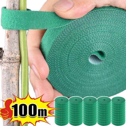 Self Adhesive Plant Nylon Cable Tie Green Adjustable Plants Hook Loop