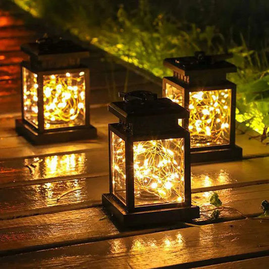 Solar LED Lights Outdoor Focus Floor Lanterns Panel Candle Terraza