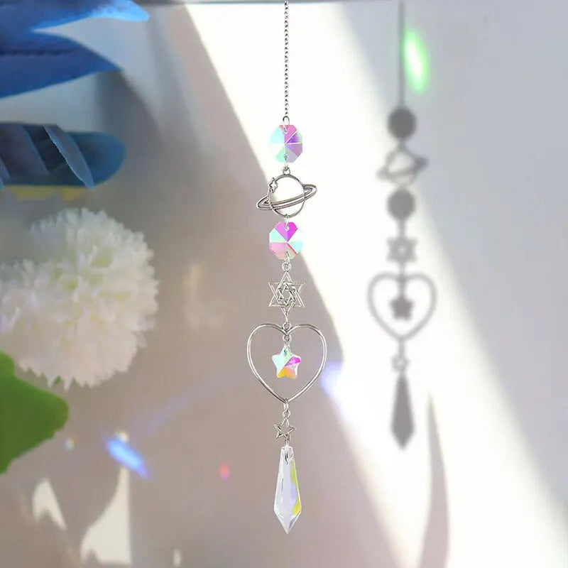 1 Pc Galaxy Star Moon Crystal Wind Chime Pendant for Home Decor