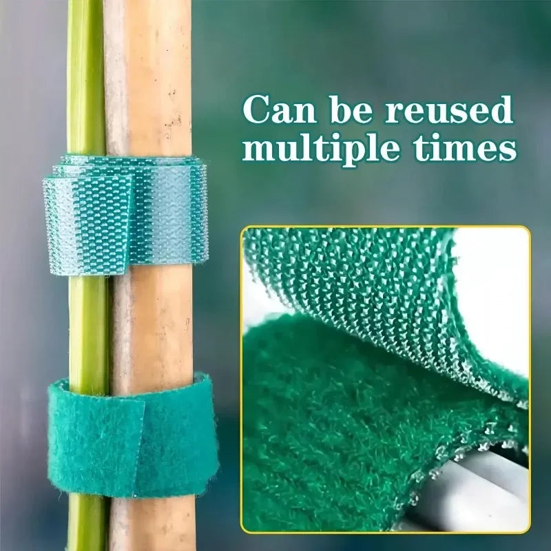 Self Adhesive Plant Nylon Cable Tie Green Adjustable Plants Hook Loop