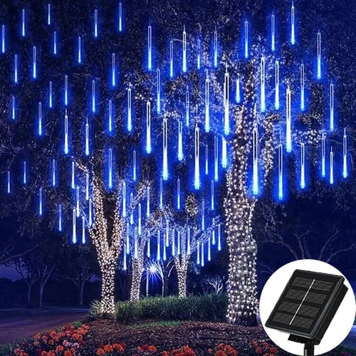 Solar Meteor Shower Rain String Lights Waterproof Garden Light 8 Tubes