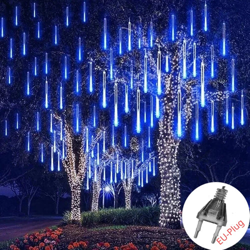 Solar Meteor Shower Rain String Lights Waterproof Garden Light 8 Tubes