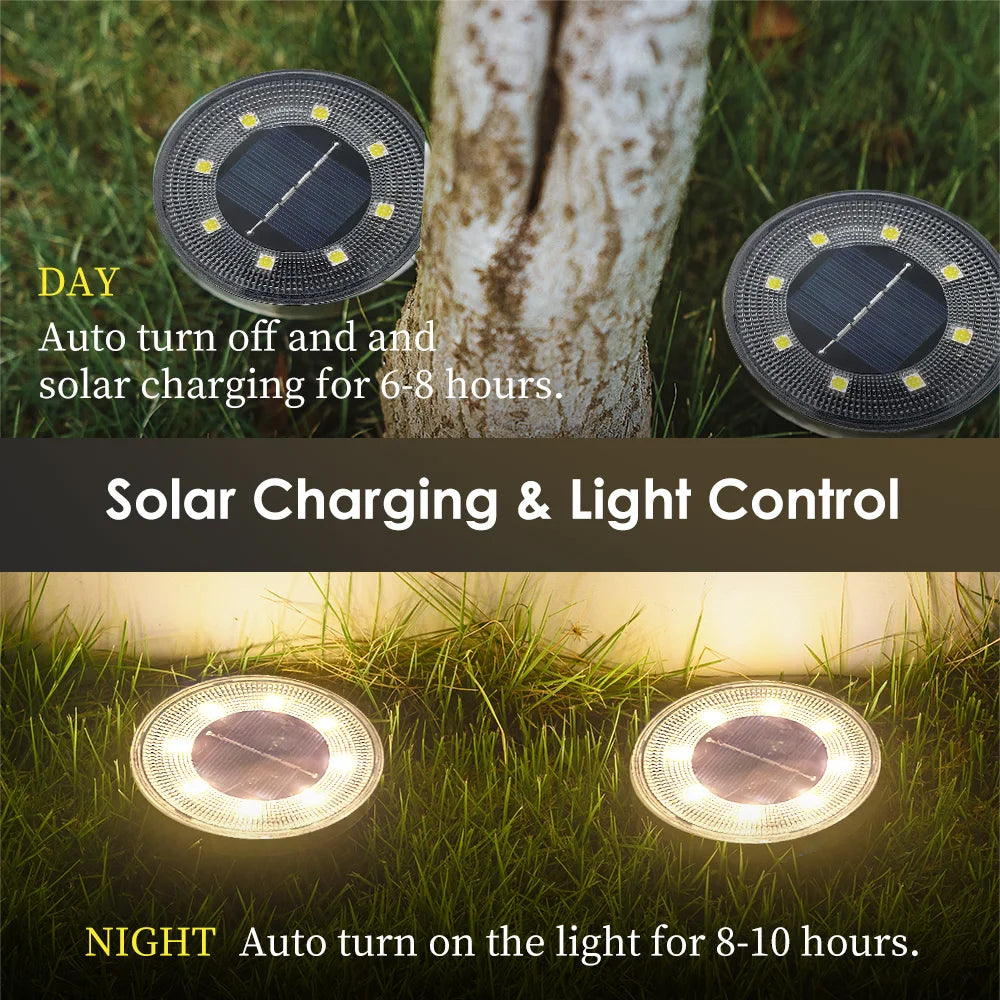 IP68 Waterproof LED Outdoor Solar Power Ground Light Lighting Control