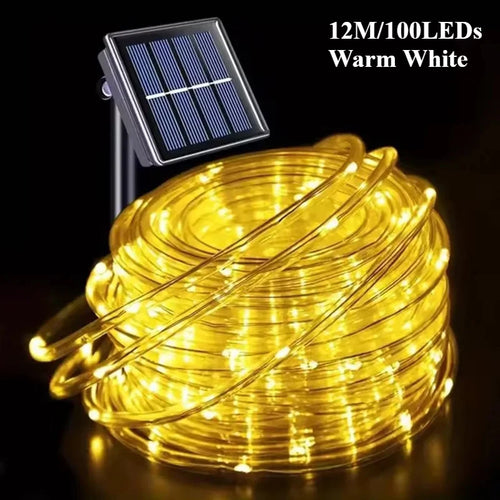 LED Solar String Lights Garden Waterproof Tube Rope Lamp Christmas