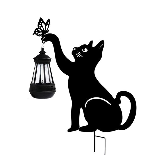 Solar Outdoor Courtyard Light Wrought Iron Cat Stake LED Atmosphere Light Decorative Landscape Park Lawn Lamp
