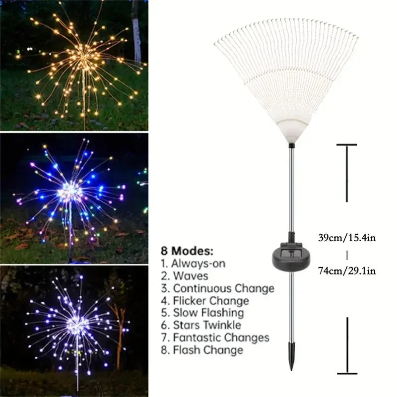 NEW Garedn Solar Fireworks Lights Outdoor Waterproof Solar Garden