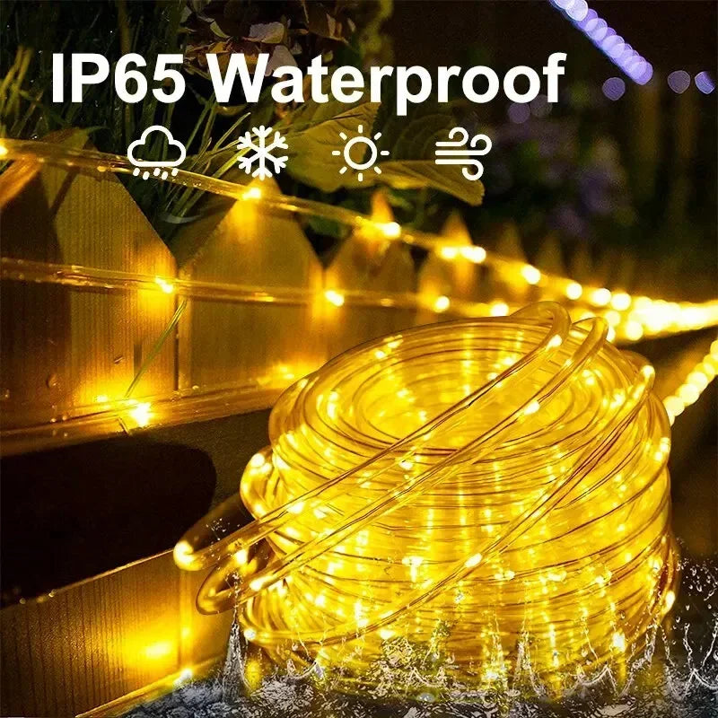 LED Solar String Lights Garden Waterproof Tube Rope Lamp Christmas