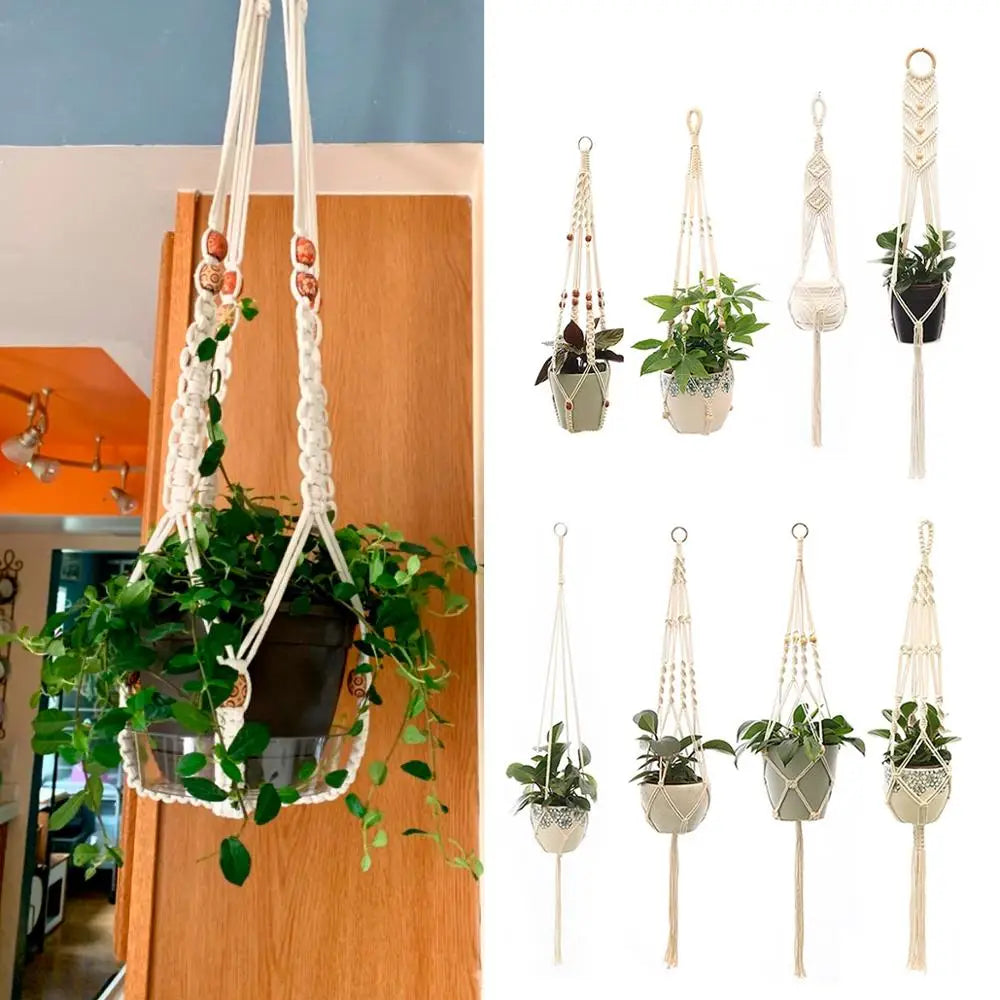 Artificial Plants Hanging Basket With Hook Macrame Plant Holder For