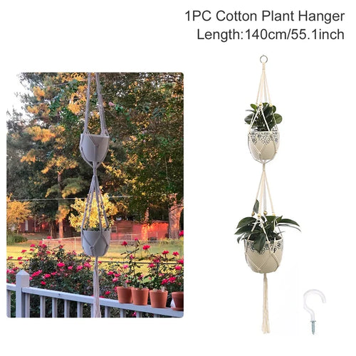 Artificial Plants Hanging Basket With Hook Macrame Plant Holder For