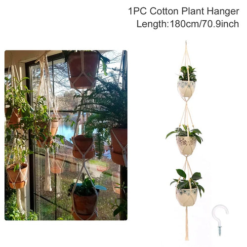 Artificial Plants Hanging Basket With Hook Macrame Plant Holder For