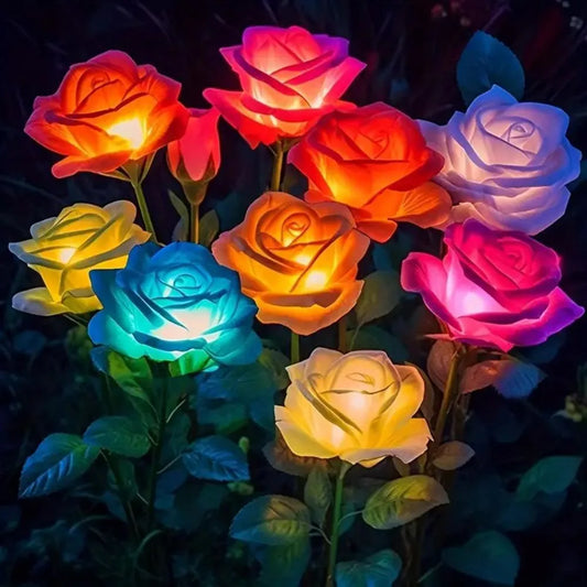 5 Heads Solar Lights Outdoor Decorative Solar Garden Lights Rose