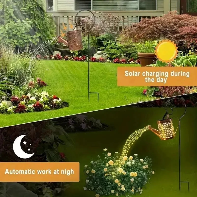 Solar Watering Can with Lights Outdoor Solar Garden Lights Garden