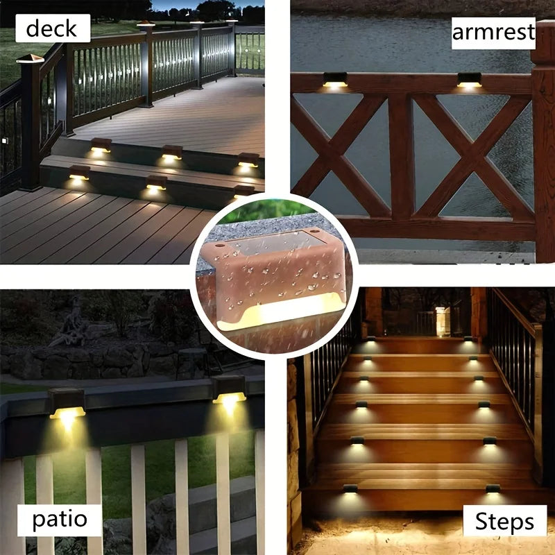 4Pack LED Solar Stair Light Lamp Waterproof Passage Courtyard