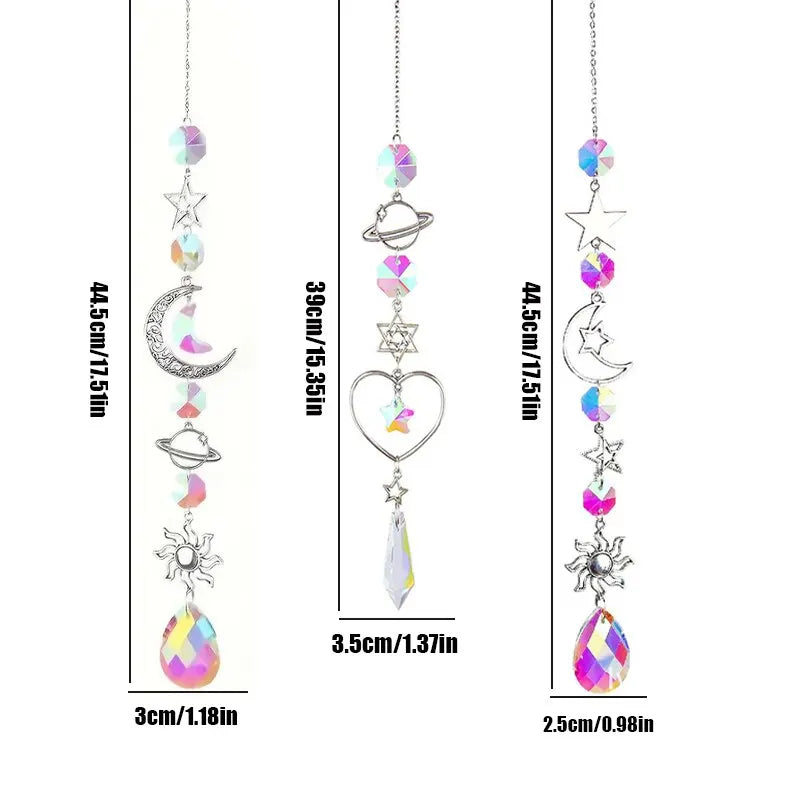 1 Pc Galaxy Star Moon Crystal Wind Chime Pendant for Home Decor