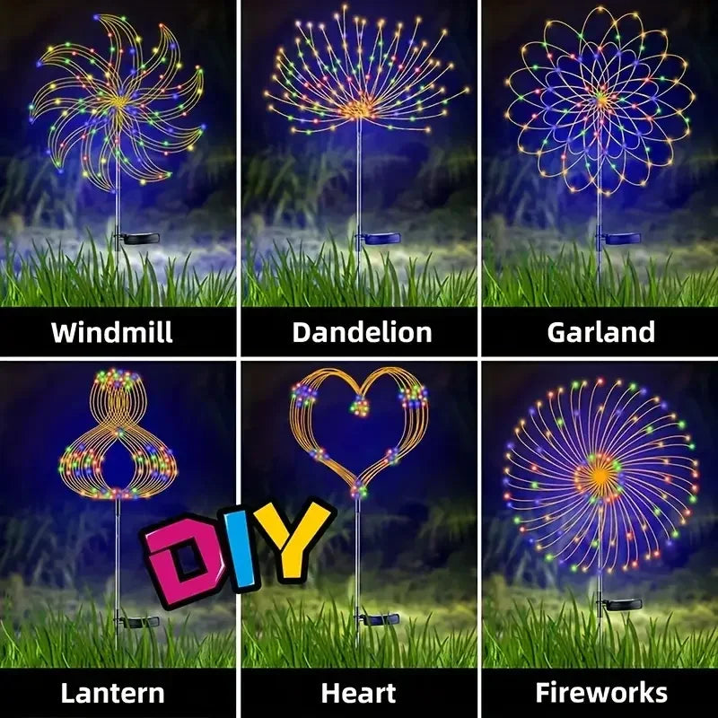 NEW Garedn Solar Fireworks Lights Outdoor Waterproof Solar Garden