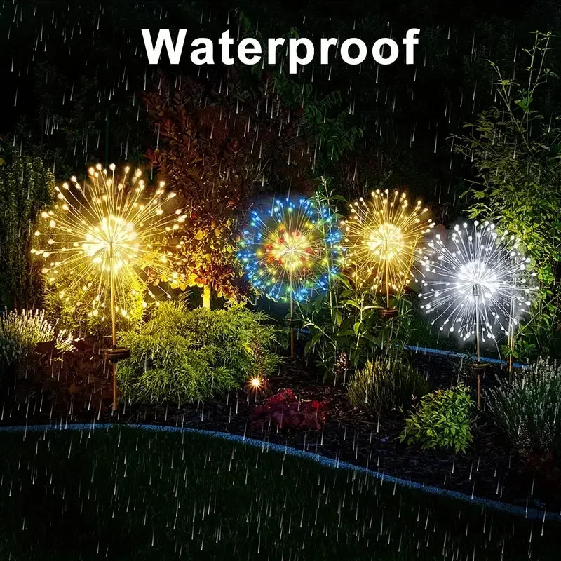 NEW Garedn Solar Fireworks Lights Outdoor Waterproof Solar Garden