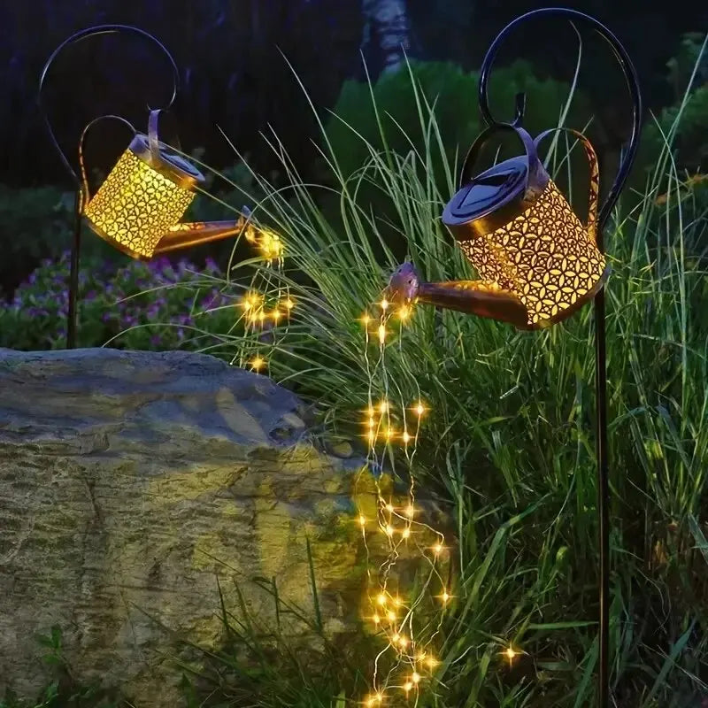 Solar Watering Can with Lights Outdoor Solar Garden Lights Garden